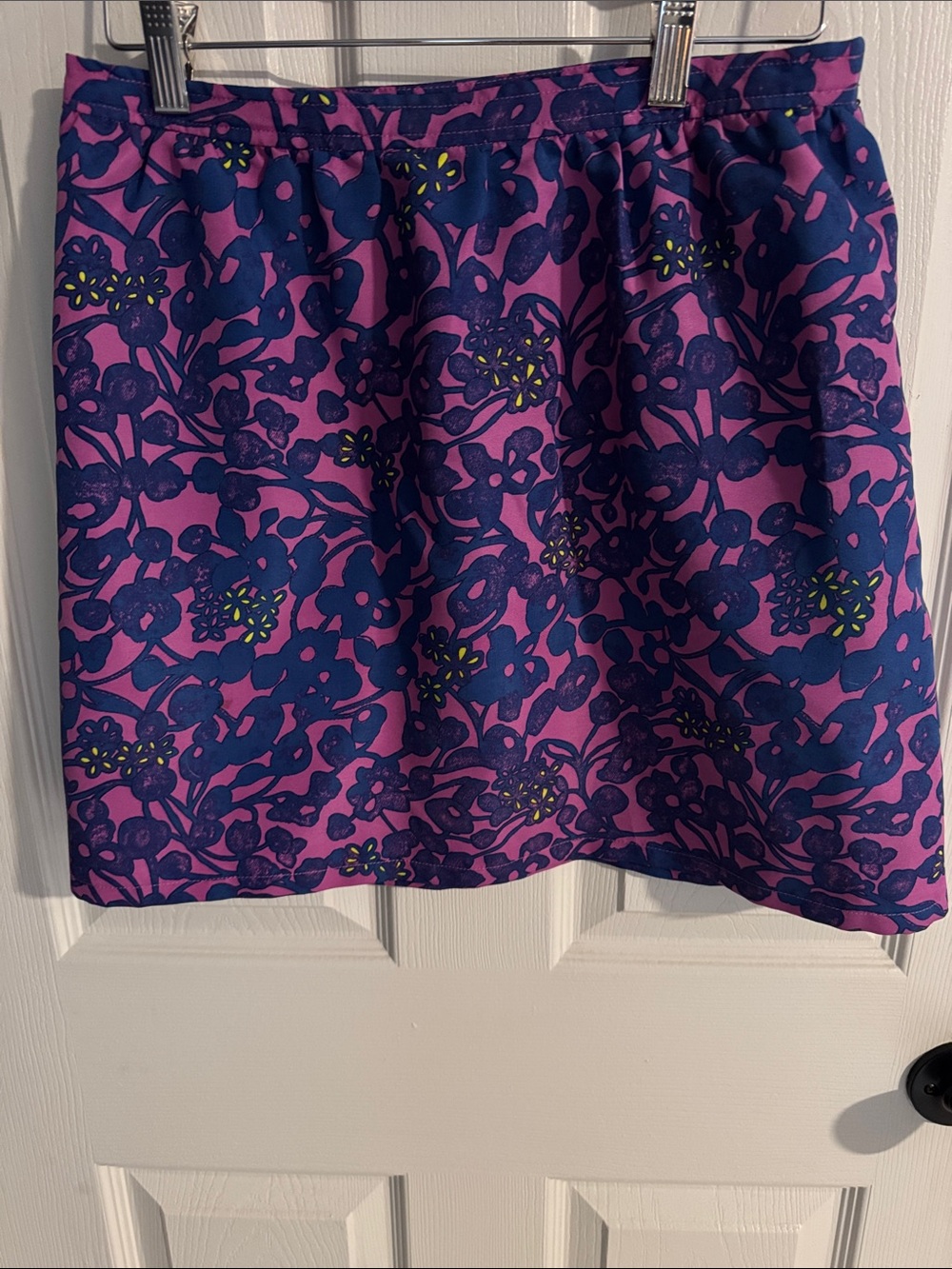 Purple & Blue Floral Mini Skirt with pockets and side zipper